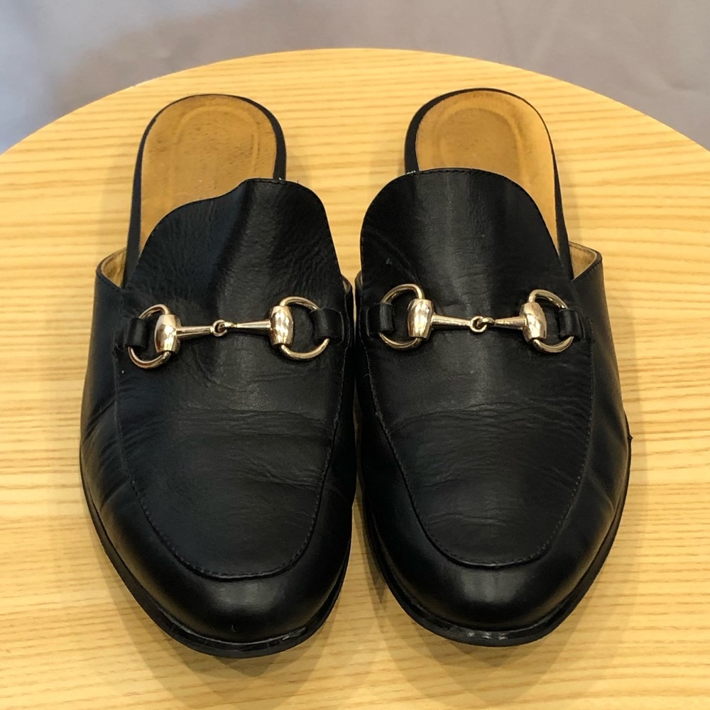 Anna xi black leather slides size 8